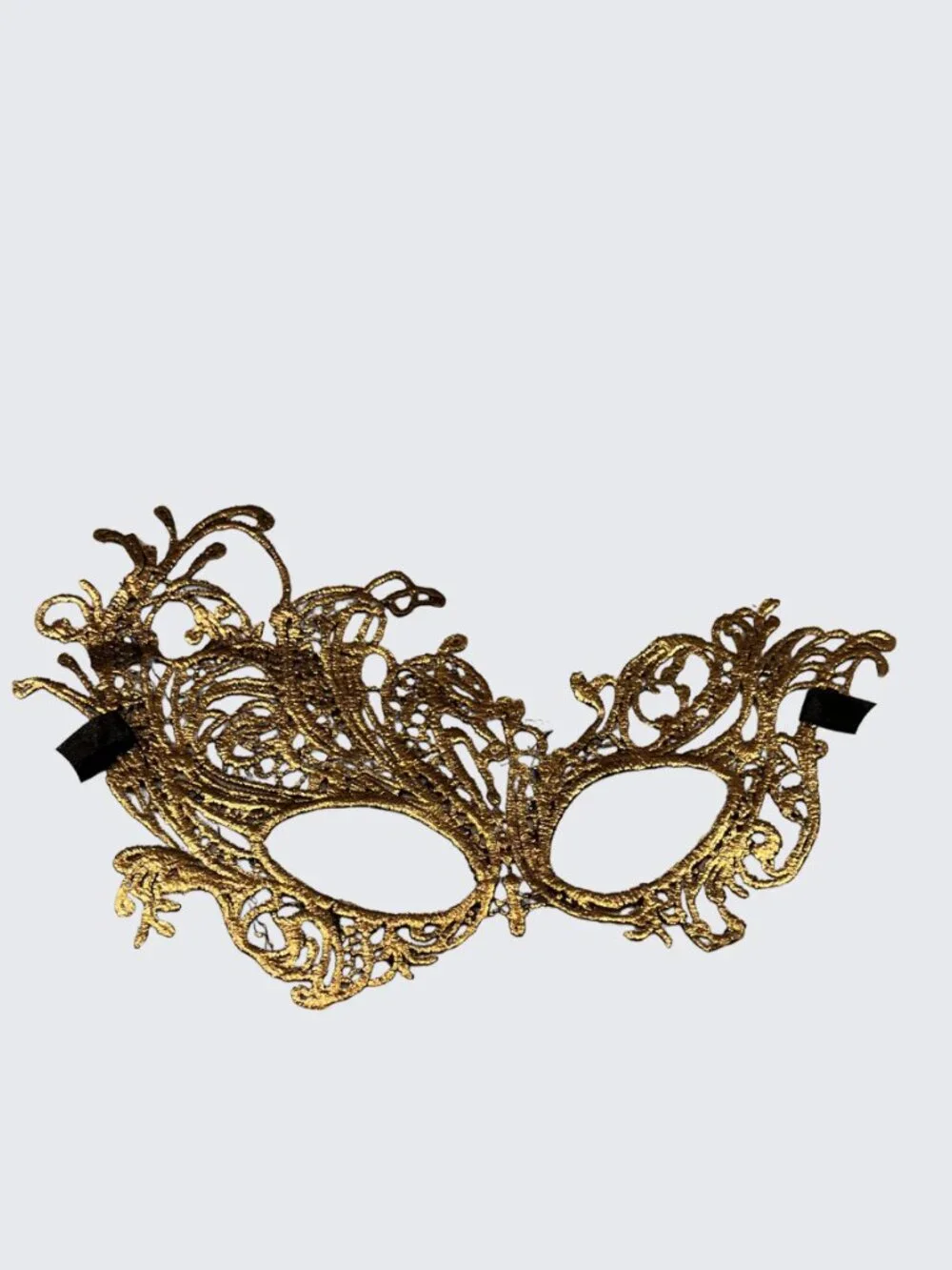 Cindeer 6 Pcs Masquerade Mask Set Black Gold Lace Tie
